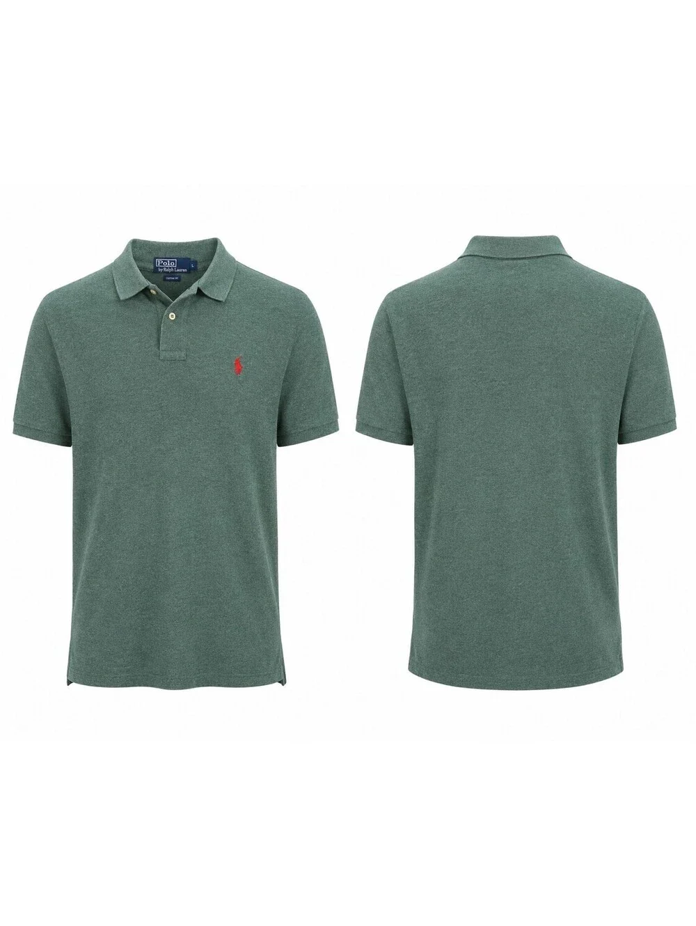 Polo Ralph Lauren Classic SS Cotton Mesh Polo Shirt Gray Green Red w/ Pony L